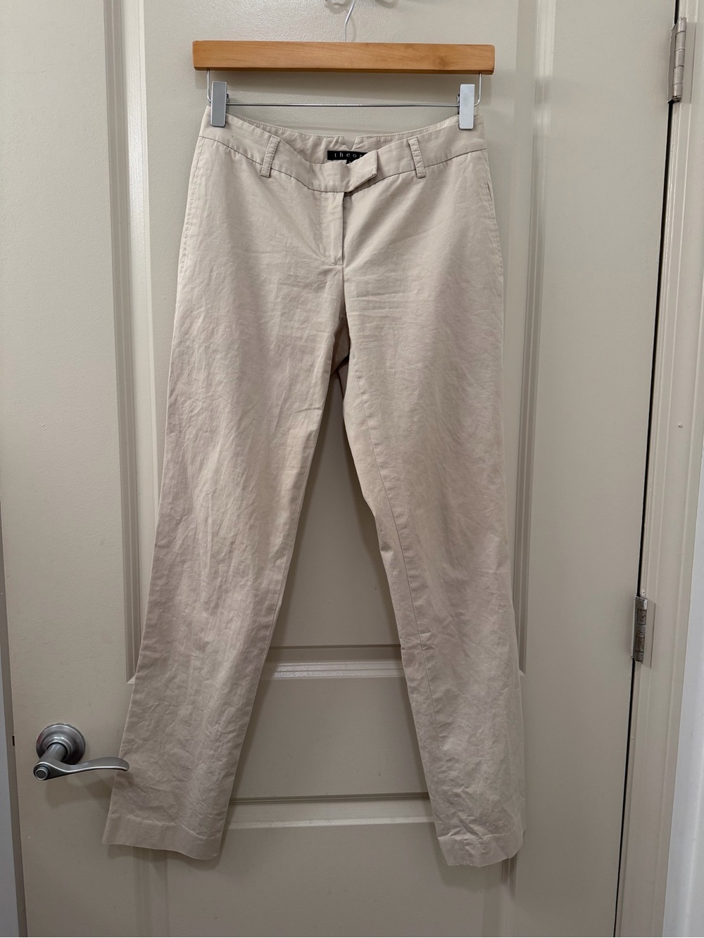 Theory Cream/Khaki Straight Leg Slacks Women’s Size 2